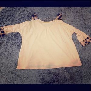Cheetah Print Shoulder Cut out shirt